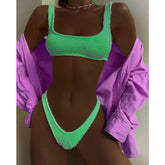 Squared Neck Spiral Pattern Bikini Swimsuit