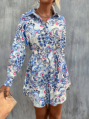 Vacation Irregularity Floral Polo Dress