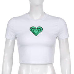 'Art of Heart' White Crop Top