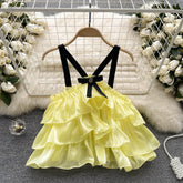 Sweet Halter Ruffle Organza Top