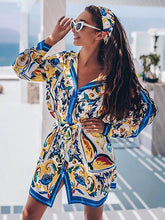 Bohemia Printed Long Sleeve Blouses&Shirts Tops Mini Dresses