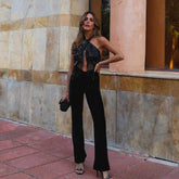 Cutout Sequin Tassel Jumpsuit