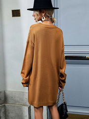 Casual Loose Solid Color Sweater Dress