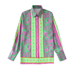 Exotic Style Single-breasted Print Shirt and Bottom