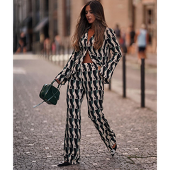 Casual Printed Shirt and Pants Two Piece Set Flaxmaker