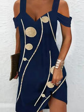 Hollow Polka-Dot A-Line High Waisted Cold Shoulder Mini Dresses