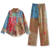 Ethnic Print Shirt and Pants Two Piece Set Flaxmaker