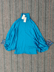 OSHOPLIVE Women Cheongsam Going Out Loose Batwing Sleeves Buttoned Solid Color Mini Dresses