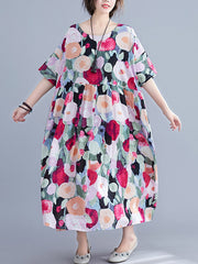 Original Floral Round-Neck Dresses