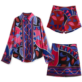 Printed Shirt and Skirts/Shorts Two Piece Set Flaxmaker