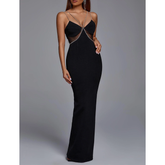 Sexy Sling Drill Chain Long Bandage Dress