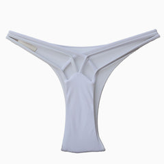 Cut Out Crisscross Bikini Thong Bottom - White