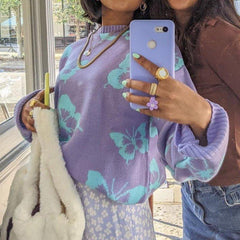Butterfly Print Kawaii Jumper