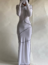 Solid Color Split-Joint Long Sleeves Plus Size Hooded Maxi Dresses