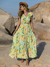 Bohemia A-Line Flared Sleeves V-Neck Maxi Dress