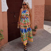 Halter Retro Printed Cami and Pants Set