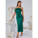 Bandeau Feather Green Dress