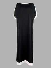 Batwing Sleeves Loose Split-Joint Boat Neck Maxi Dresses