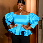 Plus Size Puff sleeve Ruffle Top
