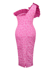 Plus Size One Shoulder 3D Flower Dress