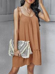 Casual Loose Solid Color Round-Neck Dress