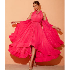 Stylish Cape V-neck Ruffle Maxi Dress Flaxmaker