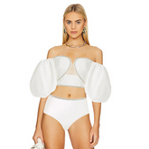 Puff Sleeve Heart Bikini Swimsuit