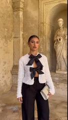 Bowknot Decor Sequin Party Top