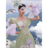 Romantic Fairy Fly Sleeve 3D Flower Short Money Gentle Dress
