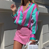 Casual Loose Striped Printed Shirt