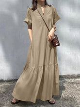 Solid Color Split-Joint A-Line Loose V-Neck Maxi Dresses
