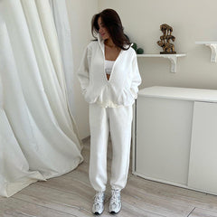 Velvet Stand Collar Long-sleeved Hoodie Two Piece Set