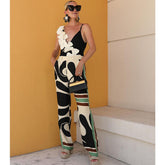 3D Flower Backless One Piece Swimsuit and Pants