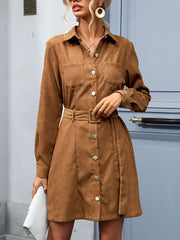 Casual A-Line Lace-Up Dress