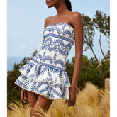 Ruffle Bandeau Embroidery Mini Dress