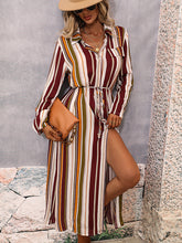 Vacation Loose Striped V-Neck Dress