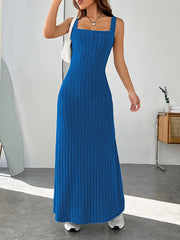 Solid Color A-Line Loose Spaghetti-Neck Maxi Dresses