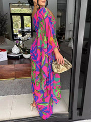 Asymmetric Pleated Printed Bodycon Sleeveless One-Shoulder Maxi Dresses