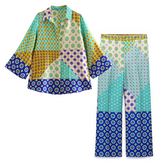 Color Block Printed Shirt and Pants Set