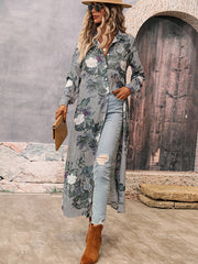 Casual Long Sleeves Floral Polo Dress