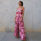 Retro Printed Bandeau Jumpsuit