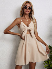 Vacation Sleeveless Bowknot V-Neck Dress