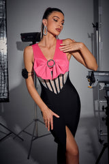 Lace Bowknot Decor Bandage Dress