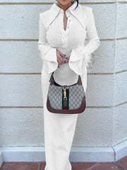 Feathers Slightly Sheer Split-Joint Skinny Lapel Maxi Dresses