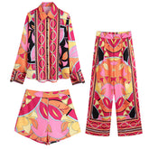 Casual Printed Shirt and Bottom Sets Flaxmaker