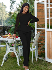 Plus Size V Neck Ruffle Jumpsuit