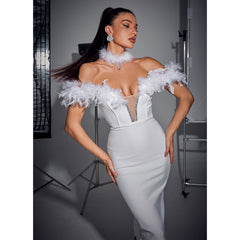 Sexy Bandeau Feathers Dress