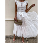 Bowknot Lace Sweet Midi Dress