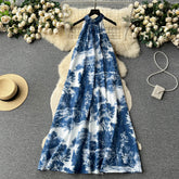 Halter Printed Off Shoulder Dress