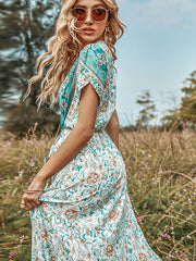 Bohemia A-Line Floral V-Neck Dress